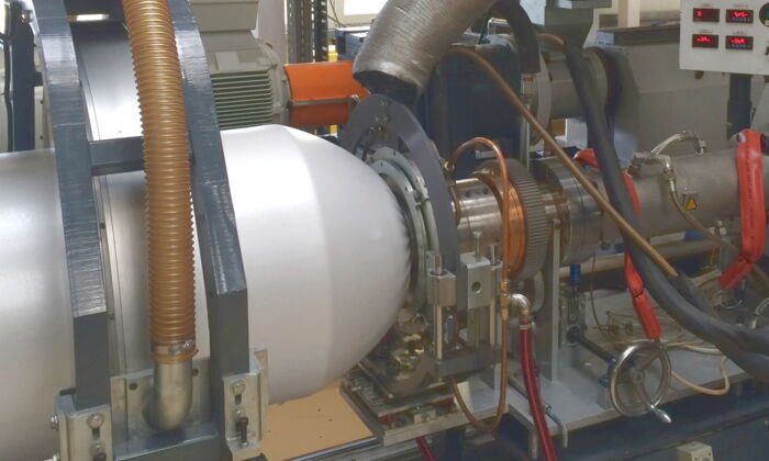 Production of foamed film on line with Promix melt cooler and annular die